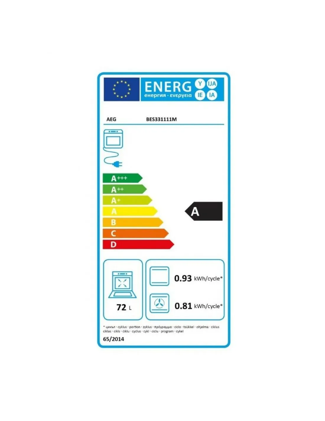 Forno Multifunzione AEG BES331111M 72 L LCD 2780W 72 L