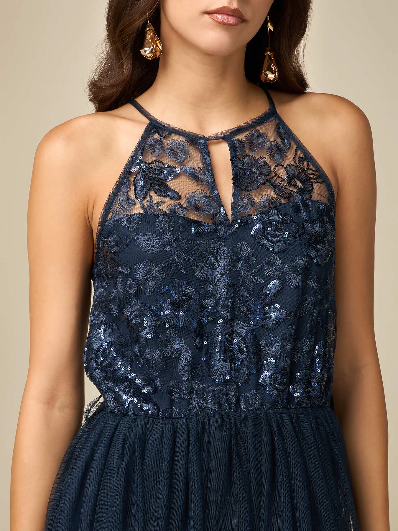 Tulle dress with embroidered bodice