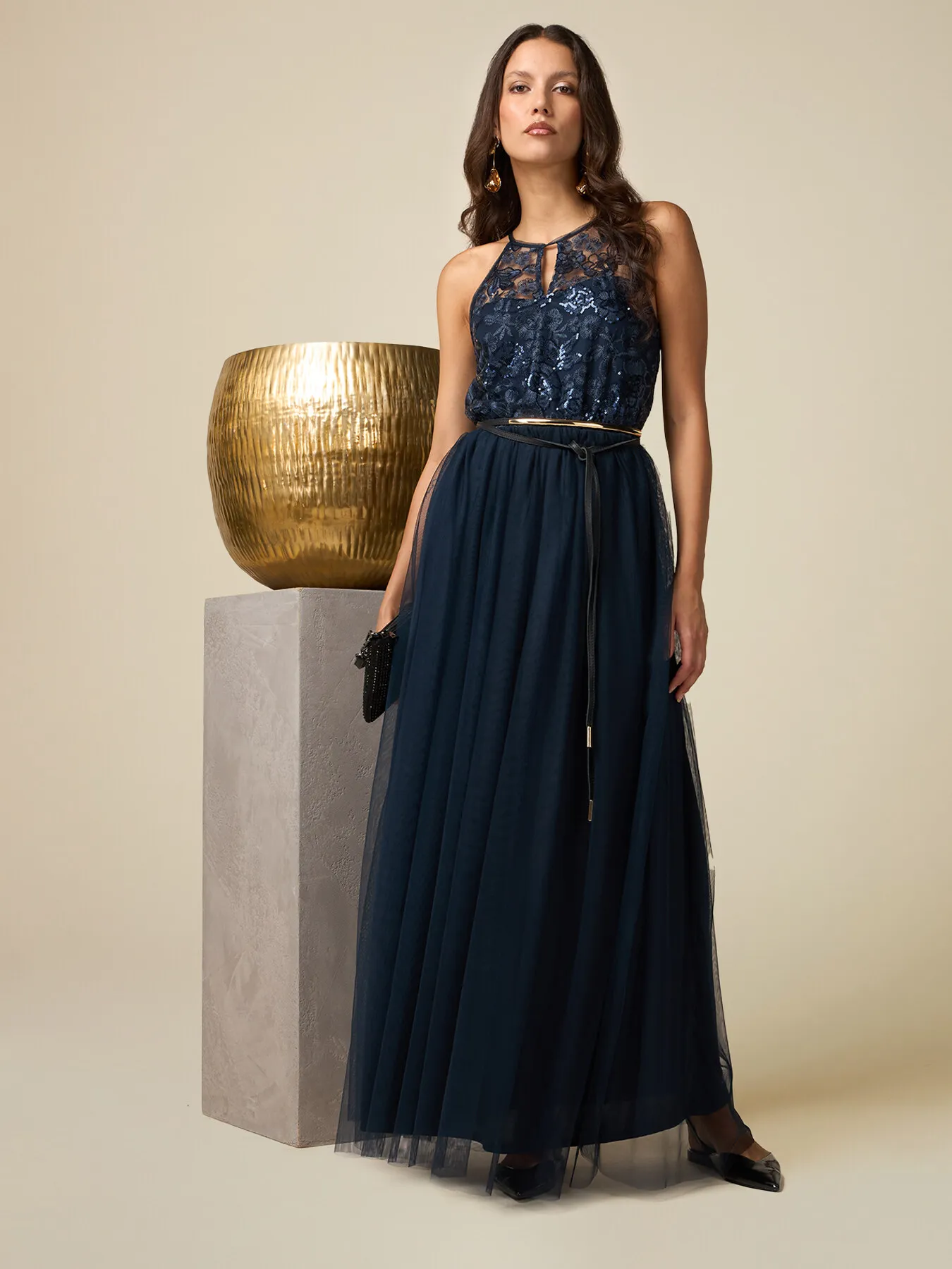 Tulle dress with embroidered bodice